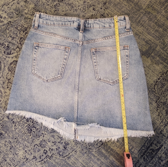 Zara Basic 1975 Denim Embellished Asymmetrical Mini Skirt Size 2 - Picture 2 of 7